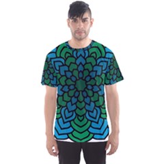 Green Blue Mandala Vector Men s Sports Mesh Tee