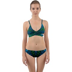 Green Blue Mandala Vector Wrap Around Bikini Set