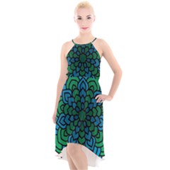 Green Blue Mandala Vector High-low Halter Chiffon Dress  by Alisyart