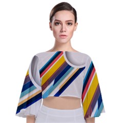 Vector Geometric Polygons And Circles Tie Back Butterfly Sleeve Chiffon Top