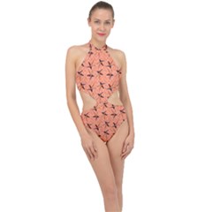 Starfish And Sea Shells Halter Side Cut Swimsuit by Seashineswimwear