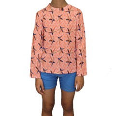 Starfish And Sea Shells Kids  Long Sleeve Swimwear by Seashineswimwear