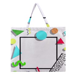 Abstract Geometric Triangle Dots Border Zipper Large Tote Bag