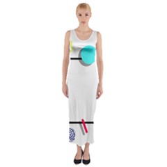 Abstract Geometric Triangle Dots Border Fitted Maxi Dress