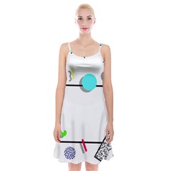 Abstract Geometric Triangle Dots Border Spaghetti Strap Velvet Dress