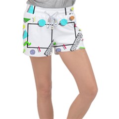 Abstract Geometric Triangle Dots Border Women s Velour Lounge Shorts