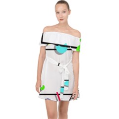 Abstract Geometric Triangle Dots Border Off Shoulder Chiffon Dress by Alisyart