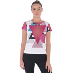 Geometric Line Patterns Short Sleeve Sports Top 