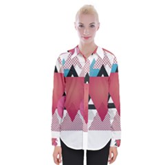 Geometric Line Patterns Womens Long Sleeve Shirt