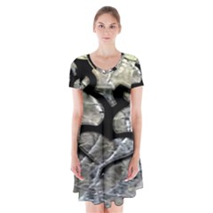 Black Love Browning Deer Camo Short Sleeve V-neck Flare Dress