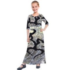 Black Love Browning Deer Camo Kids  Quarter Sleeve Maxi Dress