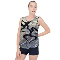 Black Love Browning Deer Camo Bubble Hem Chiffon Tank Top