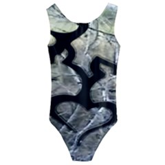 Black Love Browning Deer Camo Kids  Cut-Out Back One Piece Swimsuit