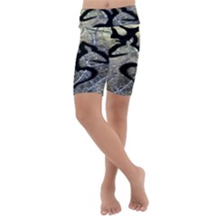 Black Love Browning Deer Camo Kids  Lightweight Velour Cropped Yoga Leggings