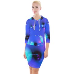 Love In Action, Pink, Purple, Blue Heartbeat Quarter Sleeve Hood Bodycon Dress by DianeClancy