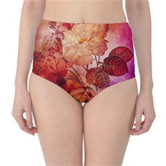 Flower Power, Colorful Floral Design Classic High-waist Bikini Bottoms by FantasyWorld7