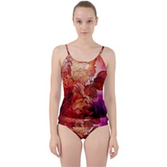 Flower Power, Colorful Floral Design Cut Out Top Tankini Set by FantasyWorld7