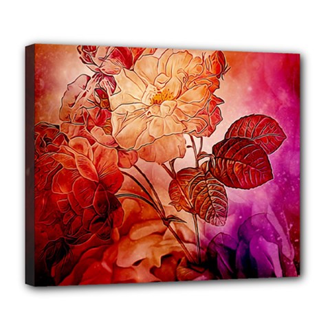 Flower Power, Colorful Floral Design Deluxe Canvas 24  X 20  (stretched) by FantasyWorld7