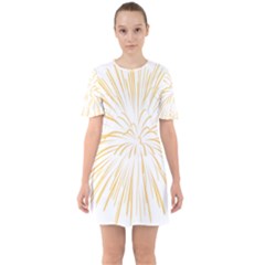 Yellow Firework Transparent Sixties Short Sleeve Mini Dress