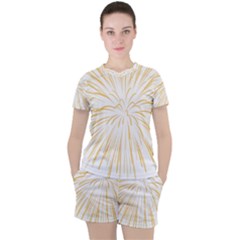 Yellow Firework Transparent Women s Tee And Shorts Set