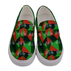 Green Fun Classic Ugly Christmas Pajamas Women s Canvas Slip Ons by PattyVilleDesigns