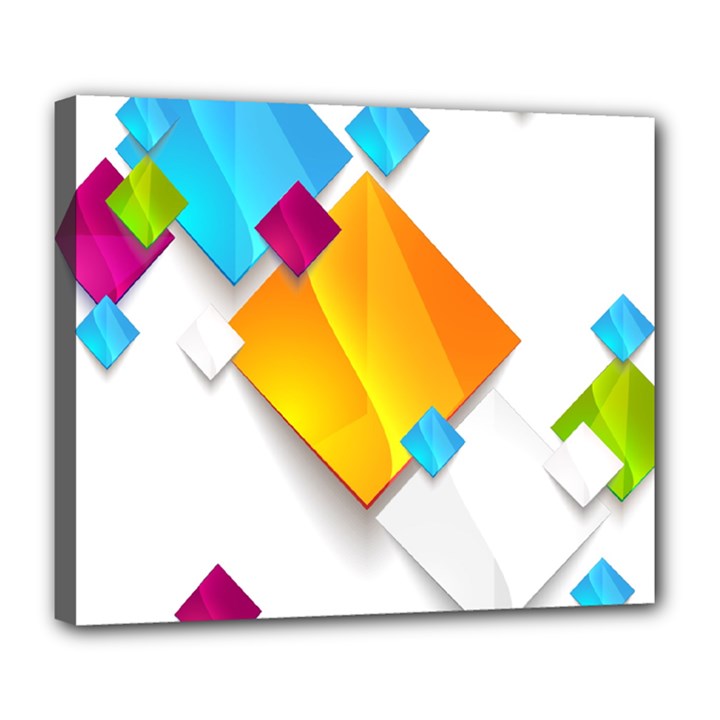 Colorful Abstract Geometric Squares Deluxe Canvas 24  x 20  (Stretched)