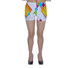 Colorful Abstract Geometric Squares Skinny Shorts