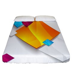 Colorful Abstract Geometric Squares Fitted Sheet (queen Size) by Alisyart