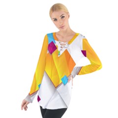 Colorful Abstract Geometric Squares Tie Up Tee