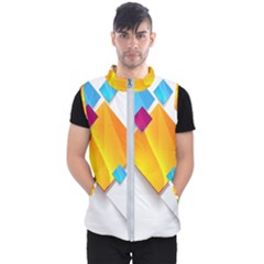 Colorful Abstract Geometric Squares Men s Puffer Vest
