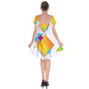 Colorful Abstract Geometric Squares Short Sleeve Bardot Dress View2