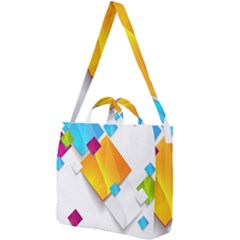 Colorful Abstract Geometric Squares Square Shoulder Tote Bag by Alisyart
