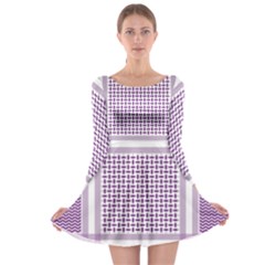 Purple Geometric Headdress Long Sleeve Skater Dress