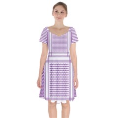 Purple Geometric Headdress Short Sleeve Bardot Dress