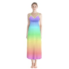 Rainbow Horizon Button Up Chiffon Maxi Dress by DressitUP