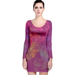 Color Splatter Long Sleeve Velvet Bodycon Dress