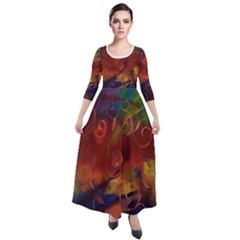 Rainbow Fall Swirls Quarter Sleeve Maxi Velour Dress by bloomingvinedesign