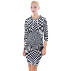 Abstract Animated Ornament Background Quarter Sleeve Hood Bodycon Dress