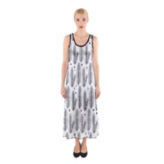Christmas Pine Pattern Organic Hand Drawn Modern Black And White Sleeveless Maxi Dress by genx