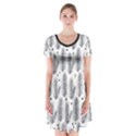 Christmas Pine Pattern Organic hand drawn Modern black and white Short Sleeve V-neck Flare Dress View1