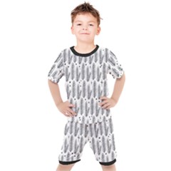 Christmas Pine Pattern Organic Hand Drawn Modern Black And White Kid s Set by genx