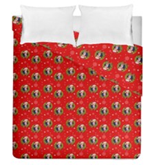 Trump Wrait Pattern Make Christmas Great Again Maga Funny Red Gift With Snowflakes And Trump Face Smiling Duvet Cover Double Side (queen Size) by snek