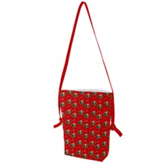 Trump Wrait Pattern Make Christmas Great Again Maga Funny Red Gift With Snowflakes And Trump Face Smiling Folding Shoulder Bag by snek