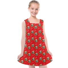Trump Wrait Pattern Make Christmas Great Again Maga Funny Red Gift With Snowflakes And Trump Face Smiling Kids  Cross Back Dress by snek