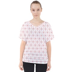 Pattern Christmas Pattern Red Stars V-neck Dolman Drape Top