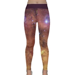 Cosmic Astronomy Sky With Stars Orange Brown And Yellow Classic Yoga Leggings by genx