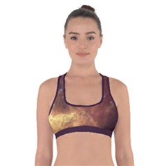 Cosmic Astronomy Sky With Stars Orange Brown And Yellow Cross Back Sports Bra