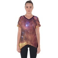 Cosmic Astronomy Sky With Stars Orange Brown And Yellow Cut Out Side Drop Tee