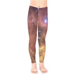 Cosmic Astronomy Sky With Stars Orange Brown And Yellow Kids  Leggings by genx