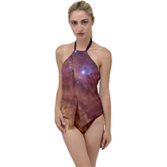 Cosmic Astronomy Sky With Stars Orange Brown And Yellow Go With The Flow One Piece Swimsuit by genx